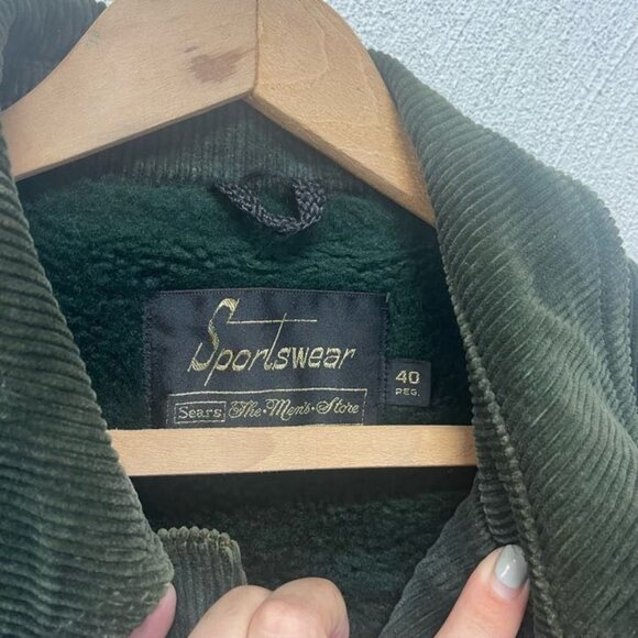 Sportswear Corduroy Utility Jacket Long Sleeves Front Button Green Size 40 Reg - Picture 4 of 11
